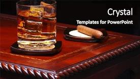  Presentation with cigar - Slides with a glass of whiskey background and a wine colored foreground