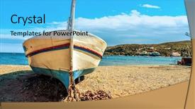  Presentation with old fishing boat - Cool new theme with closeup of an old fishing backdrop and a light blue colored foreground