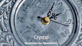  Presentation with clock - PPT theme consisting of oclock - closeup of an old silver background and a gray colored foreground