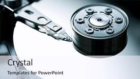  Presentation with hard disk drive - Colorful theme enhanced with closeup of an open computer backdrop and a sky blue colored foreground