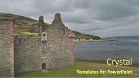  Presentation with ancient ruins - Colorful presentation theme enhanced with closeup-of-ancient-castle-ruins backdrop and a tawny brown colored foreground