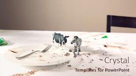  Presentation with messy - Beautiful PPT theme featuring closeup of animal figurines on messy dining table at home backdrop and a lemonade colored foreground
