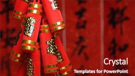  Presentation with festive - Beautiful presentation theme featuring closeup of artificial firecrackers backdrop and a tawny brown colored foreground