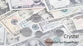  Presentation with american revolution close up - Cool new PPT theme with closeup of assorted american coins backdrop and a light gray colored foreground