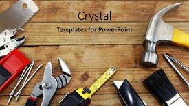  Presentation with wood tools - Cool new presentation with fixing things - closeup of assorted work tools backdrop and a coral colored foreground