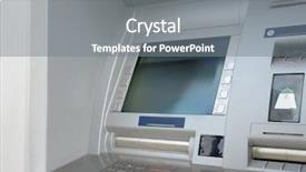  Presentation with machine - Cool new presentation theme with closeup of automated teller machine backdrop and a gray colored foreground