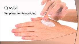  Presentation with hand world hands of jesus - Presentation theme having closeup of beautiful female hands background and a  colored foreground