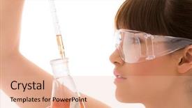  Presentation with lab test - Beautiful presentation theme featuring closeup of beautiful lab worker backdrop and a  colored foreground
