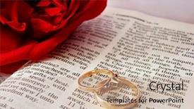  Presentation with wedding rings - Beautiful PPT theme featuring closeup of bible wedding rings backdrop and a mint green colored foreground
