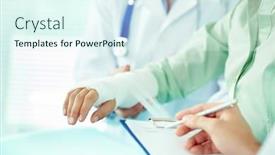  Presentation with break up broken heart - PPT theme enhanced with closeup-of-broken-arm background and a sky blue colored foreground