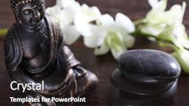  Presentation with zen - Audience pleasing presentation theme consisting of closeup of buddha and stack of zen stones backdrop and a dark gray colored foreground