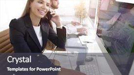  Presentation with smartphone - Colorful presentation theme enhanced with closeup of business woman talking backdrop and a  colored foreground