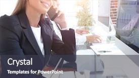  Presentation with smartphone - Slides with closeup of business woman talking background and a  colored foreground