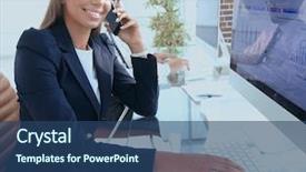  Presentation with smartphone - PPT layouts with closeup of business woman talking background and a  colored foreground