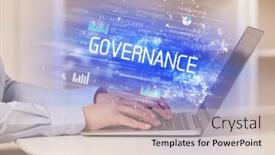  Presentation with governance - PPT theme featuring closeup-of-businessman-hands-working background and a lemonade colored foreground