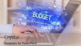  Presentation with budget - Slide deck enhanced with closeup-of-businessman-hands-working background and a coral colored foreground