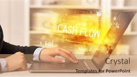  Presentation with cash - PPT theme enhanced with closeup-of-businessman-hands-working background and a coral colored foreground