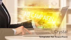  Presentation with campaign - Beautiful PPT layouts featuring closeup-of-businessman-hands-working backdrop and a coral colored foreground