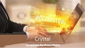  Presentation with accounting - Colorful slide deck enhanced with closeup-of-businessman-hands-working backdrop and a coral colored foreground