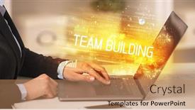  Presentation with team hands - PPT layouts featuring closeup-of-businessman-hands-working background and a coral colored foreground