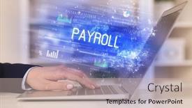  Presentation with payroll - Audience pleasing slide deck consisting of closeup-of-businessman-hands-working backdrop and a soft green colored foreground