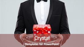  Presentation with butler - Theme having closeup of butler in tuxedo background and a tawny brown colored foreground