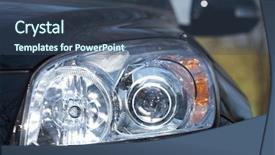  Presentation with car - Beautiful PPT layouts featuring closeup of car headlight - front backdrop and a ocean colored foreground