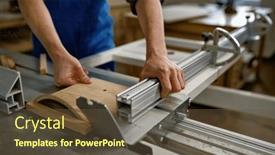  Presentation with carpenter - PPT theme featuring closeup-of-carpenter-cutting-wooden background and a tawny brown colored foreground