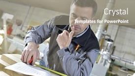  Presentation with carpenter - Presentation featuring closeup of carpenter using measuring tape background and a gray colored foreground