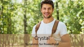  Presentation with cheerful - PPT theme with closeup of cheerful young man background and a coral colored foreground