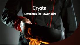  Presentation with cooking fire - PPT layouts with closeup-of-chef-holding-empty background and a black colored foreground