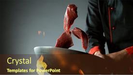  Presentation with food preparation - Beautiful PPT layouts featuring closeup-of-chef-throwing-raw backdrop and a tawny brown colored foreground