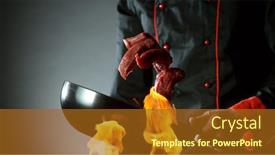  Presentation with food preparation - Slide set with closeup-of-chef-throwing-raw background and a tawny brown colored foreground