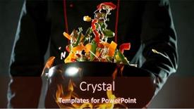  Presentation with food preparation - Audience pleasing PPT layouts consisting of closeup-of-chef-throwing-vegetable backdrop and a wine colored foreground