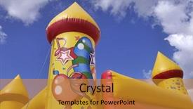  Presentation with stop violence against children - Audience pleasing PPT theme consisting of closeup of children's bouncy backdrop and a gold colored foreground