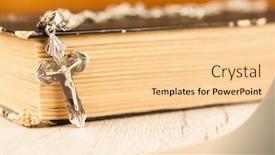 Presentation with open book - Presentation theme consisting of closeup-of-christian-cross background and a blonde colored foreground