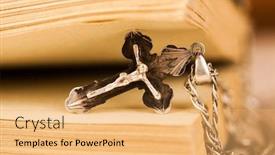  Presentation with christian - Slide set having closeup-of-christian-cross background and a yellow colored foreground