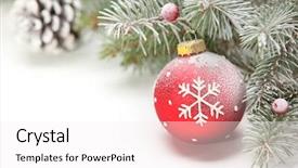  Presentation with pine - Audience pleasing slides consisting of closeup of christmas ball backdrop and a white colored foreground