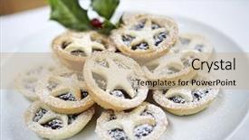  Presentation with shape - Colorful slide set enhanced with closeup of christmas mince pies backdrop and a mint green colored foreground