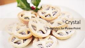  Presentation with pies - Amazing slide deck having closeup of christmas mince pies backdrop and a lemonade colored foreground