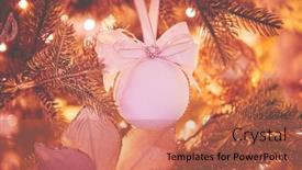  Presentation with faded - Audience pleasing slide deck consisting of closeup-of-christmas-tree-decorations backdrop and a red colored foreground
