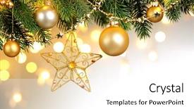  Presentation with green tree - Presentation with closeup of christmas tree decorations background and a white colored foreground
