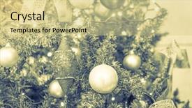  Presentation with vintage christmas - Slides consisting of closeup of christmas tree decorations background filtered image processed vintage effect background and a soft green colored foreground