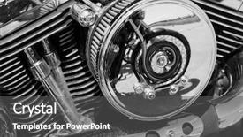  Presentation with motorcycle electric - PPT theme featuring closeup of chromed motorcycle engine background and a dark gray colored foreground