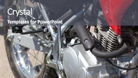  Presentation with motorcycle electric - Beautiful slides featuring closeup of chromed motorcycle engine backdrop and a gray colored foreground