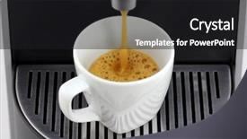  Presentation with brewed - Slide set featuring closeup of coffee maker machine background and a black colored foreground