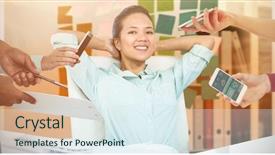  Presentation with couples holding hands - Cool new PPT theme with closeup of colorful sticky note backdrop and a sky blue colored foreground