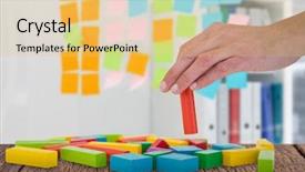  Presentation with sticky notes - Presentation theme enhanced with closeup of colorful sticky notes background and a  colored foreground