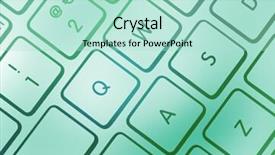  Presentation with overlaid - PPT theme enhanced with closeup of computer keyboard keys overlaid with blue abstract pattern background and a mint green colored foreground