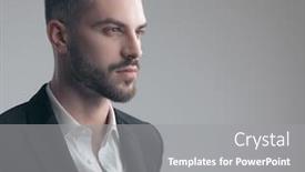 Presentation with elegant - Amazing PPT theme having closeup-of-confident-elegant-man backdrop and a gray colored foreground
